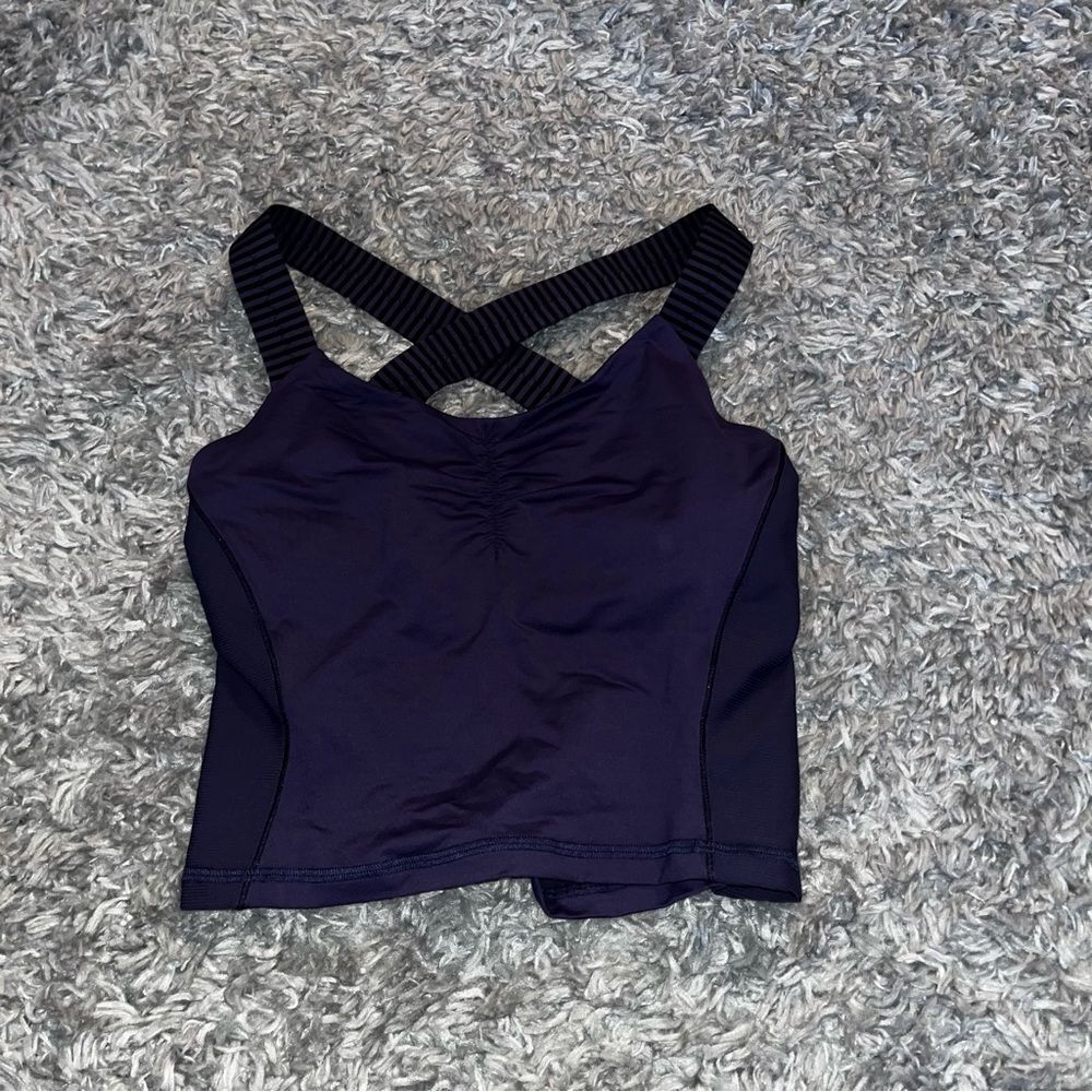 lululemon purple cropped open back tank size 6